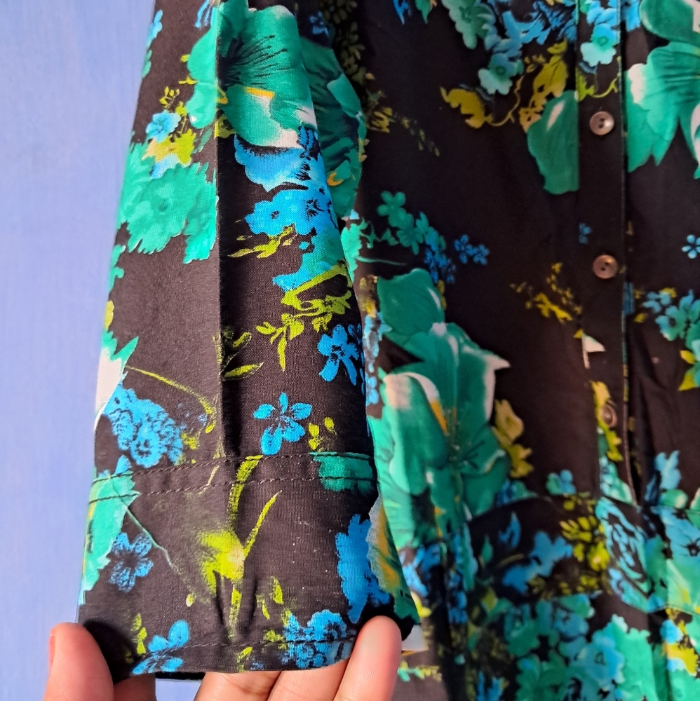 Floral Print PURE Cotton Shirt Dress - Picture 6 of 6